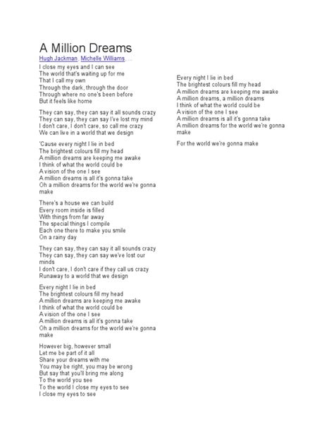 a million dreams lyrics|Iba pa.